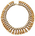 10016 Victorian Hammered Brass & Faux Pearl Necklace