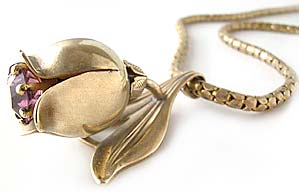 Victorian Gilded Brass Lily Necklace