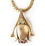 10018 Victorian Gold Gilt Brass Lily Necklace
