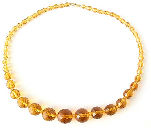 10107 1930's Amber Crystal Bead Necklace