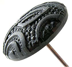 10109 Victorian Mourning Glass and Silver Hatpin