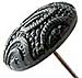 10109 Victorian Mourning Glass & Silver Vintage Hatpin