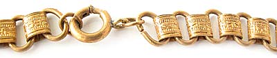10126Victorian Gilded Brass & Peking Glass Bookchain Necklace