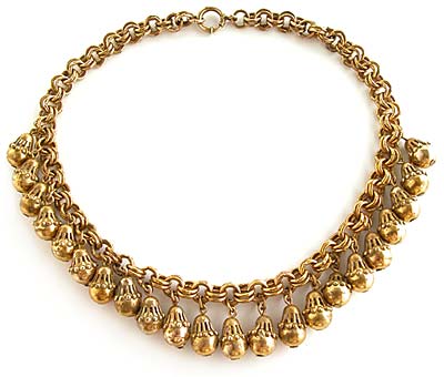 10129 1930's Gilded Brass Dangle Necklace