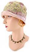 10257 1920's Embroidered Lace Cloche Hat