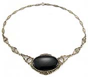 10426 Vintage Black Onyx & Marcasite Necklace