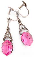10491 Art Deco Pink Crystal Earrings