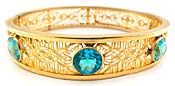 10640 Edwardian Gold Filigree Zircon Glass Bracelet