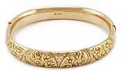 10710 Victorian Gold Repousse Bangle Bracelet