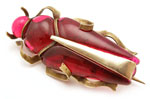 10712 Vintage Red Glass & Brass Bug Pin