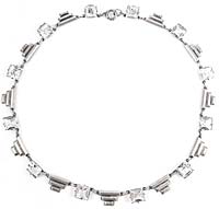 10714 Art Deco Crystal & Silver Necklace