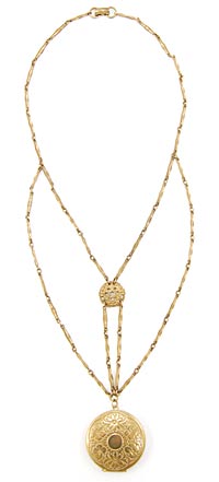 10857 Antique victorian Locket Festoon Necklace